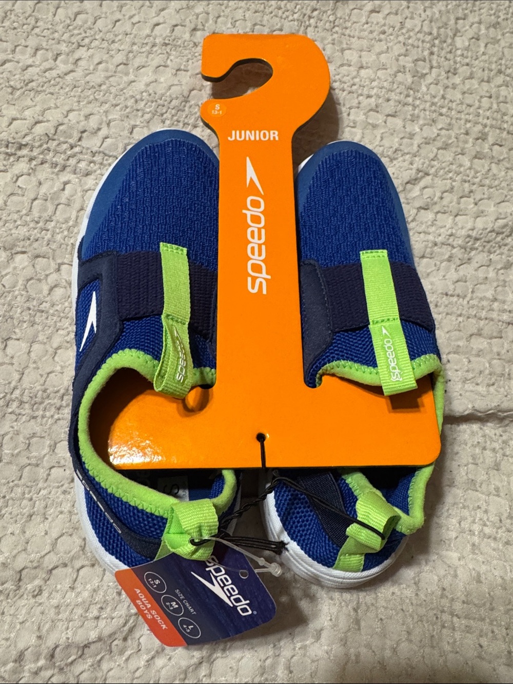 Speedo Junior Blue and Lime Slip-On Water Shoes